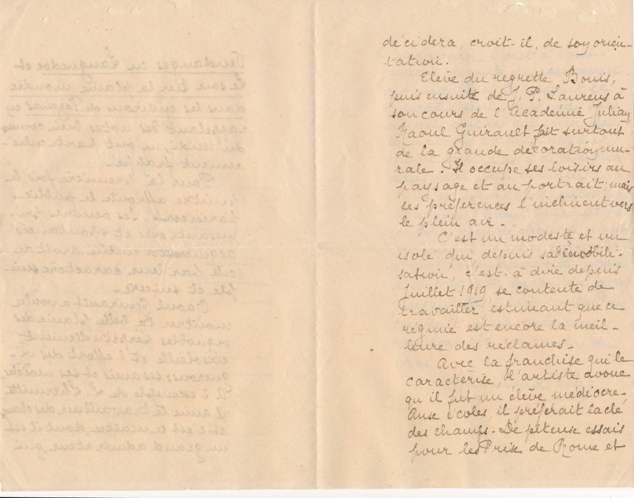 critique Raymond Selig peintre Raoul Guiraud lettre autographe signée Béziers