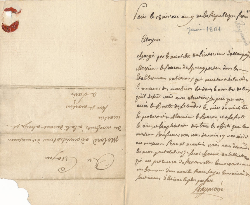 architecte Raymond à Molard museum machines lettre autographe signée 1821