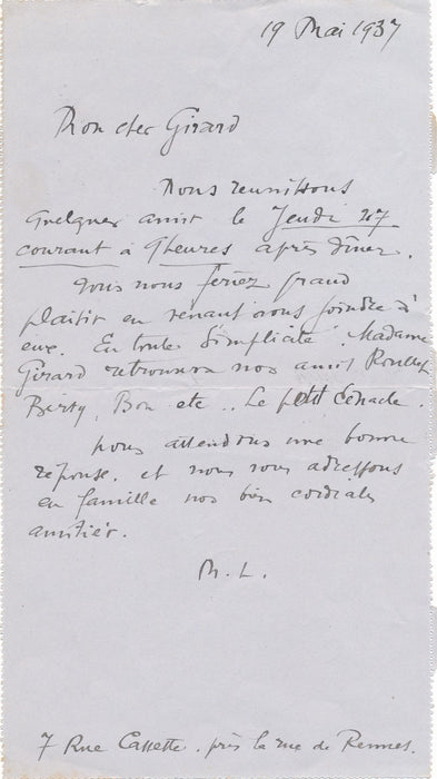 peintre Maurice Lalau 2 lettres 1 carte autographe signée des invitations