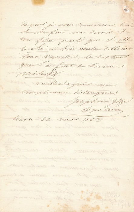 Joséphine Götzel Sepolina lettre autographe portrait prince Milosch 1843 Serbie