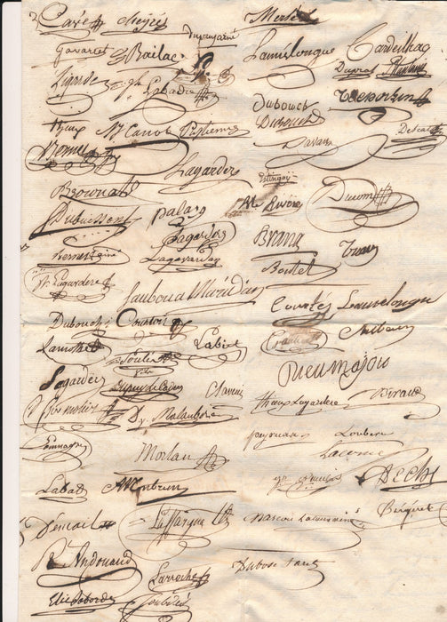 Pétition  royalistes constitutionnels Eauze Condom Gers manuscrit 1824 élections
