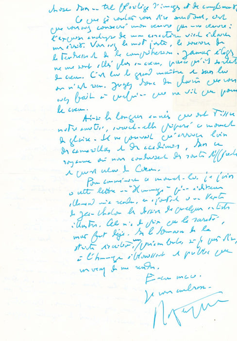 Roger Peyrefitte le cœur le grand maître lettre autographe signée