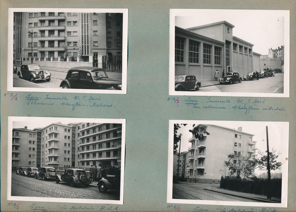 6 photos architecture moderne Lyon 1951 immeuble Ilot Jean-Macé La Mulatière