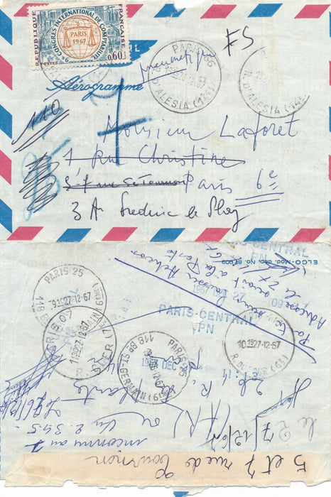 Jean Carzou billet autographe signé ne peut venur aérogramme