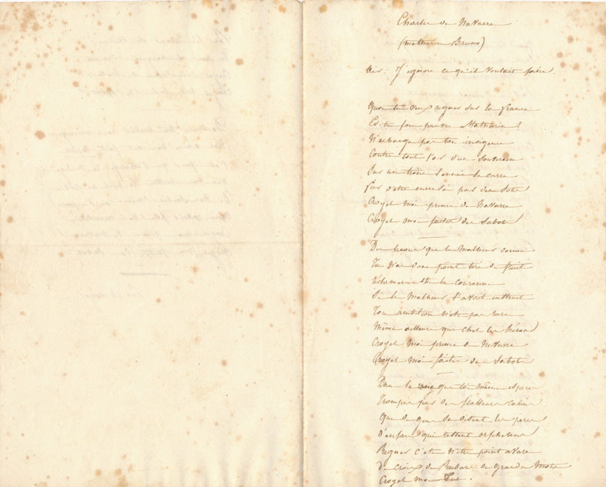 Pierre-Jean de Béranger copie manuscrite époque de 3 chansons