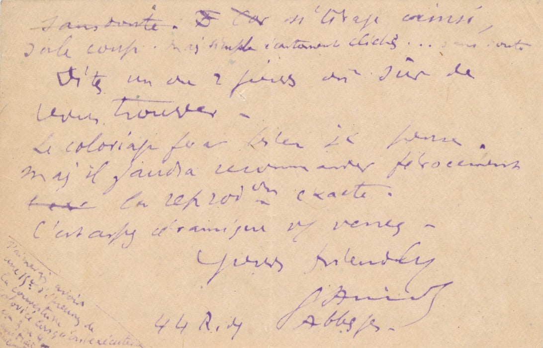 Chat noir Georges Auriol carte autographe signée à propos d'une couverture