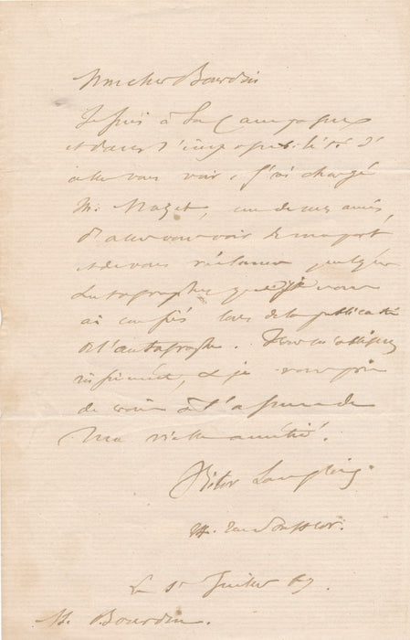 Historien Victor Langlois turquie arménie Mahomoud II lettre et note autographe
