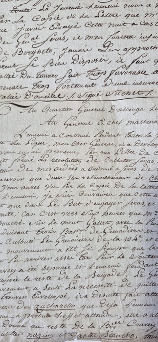 Louis Gabriel Suchet à Masséna copie 6 lettres 1800 Bonaparte campagne Italie