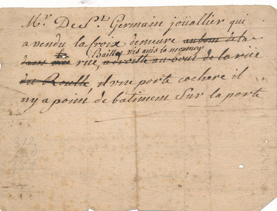 De Saint-Germain joaillier bijoux diamants facture 1742 rare document rue Bailly