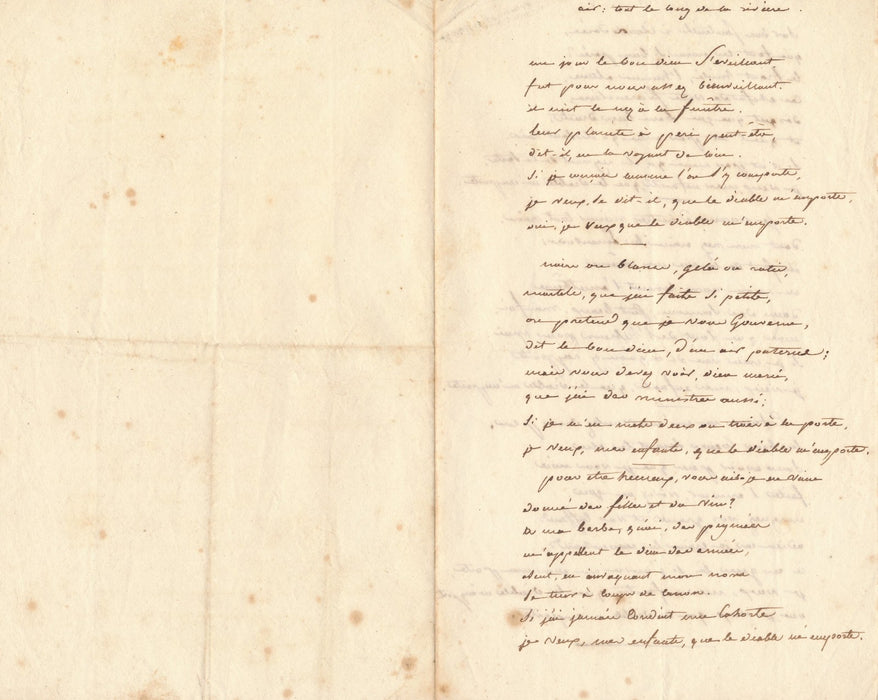 Pierre-Jean de Béranger copie manuscrite époque de 3 chansons