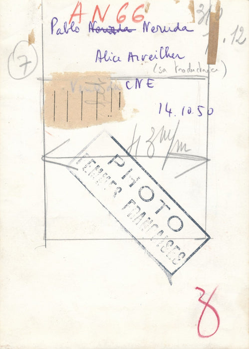 Pablo Neruda et Alice Arweilher photo photographie Chant Général  1954