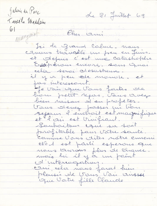 peintre Émile MANGENOT 4 lettre autographe signée au graveur DANIEL-GIRARD