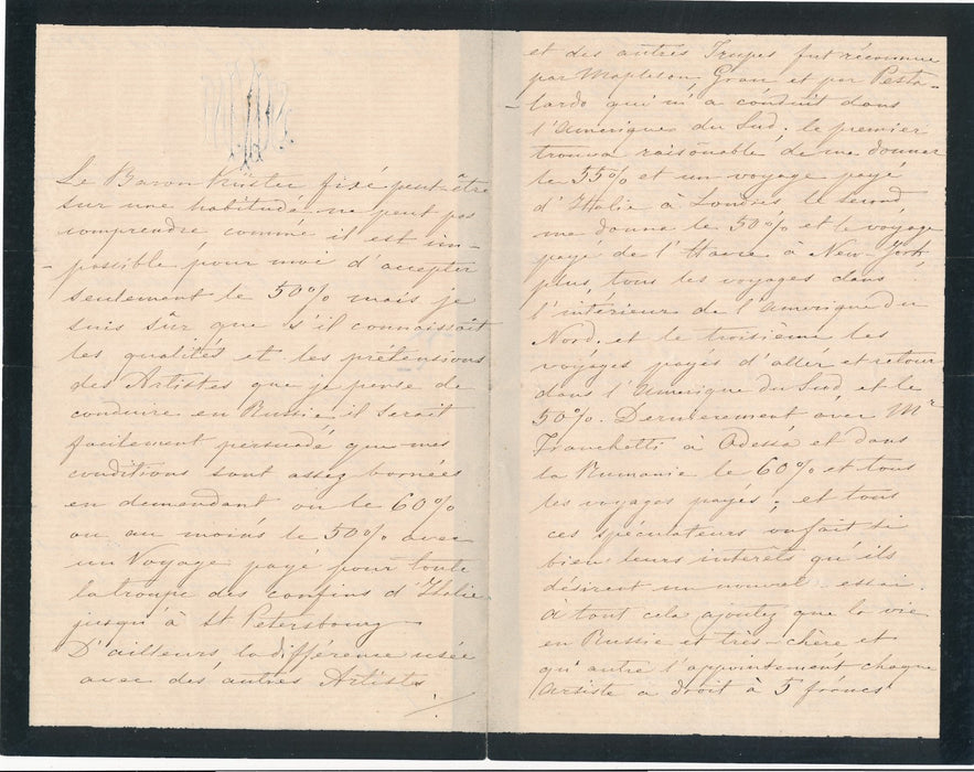 Tommaso SALVINI prix théâtre Russie Karl von Küster belle lettre autographe