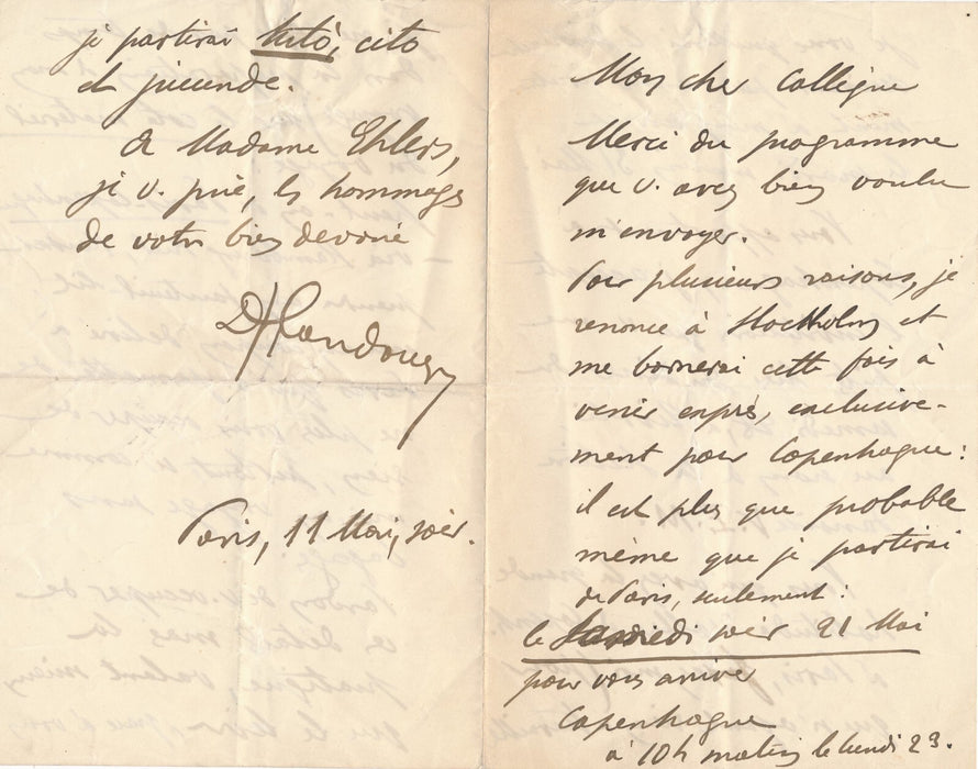 Louis LANDOUZY neurologue à Edvard EHLERS la pratique ! lettre autographe signée