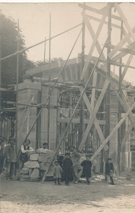 6 photos échafaudage en bois construction photographie argentique c. 1910-1920