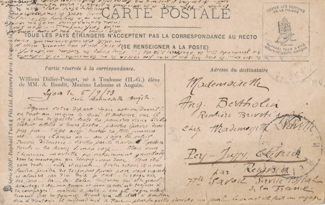 atelier peintre William Didier Pouget carte postale argentique utilisée