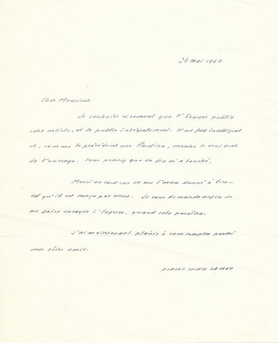 Pierre Jean Jouve 3 lettres autographe signées critique livre