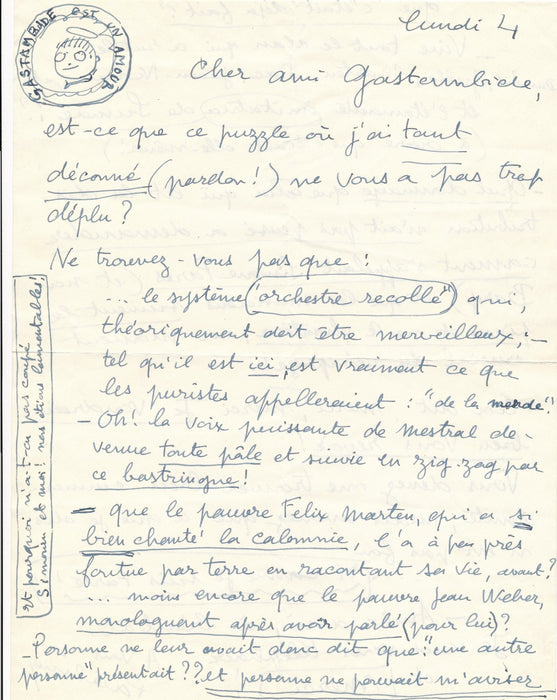 gouaille Pauline Carton ! Elle critique un spectacle lettre autographe signée