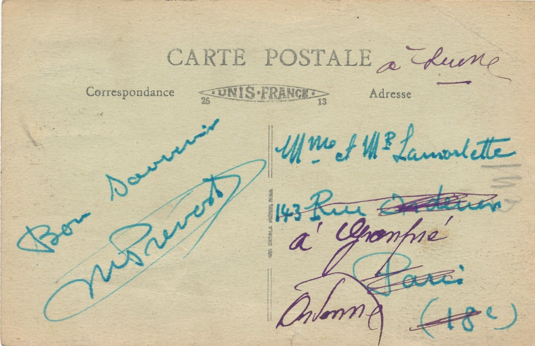 Marcel Prévost 1 carte postale autographe signée Alsace Strasbourg 1 autre carte