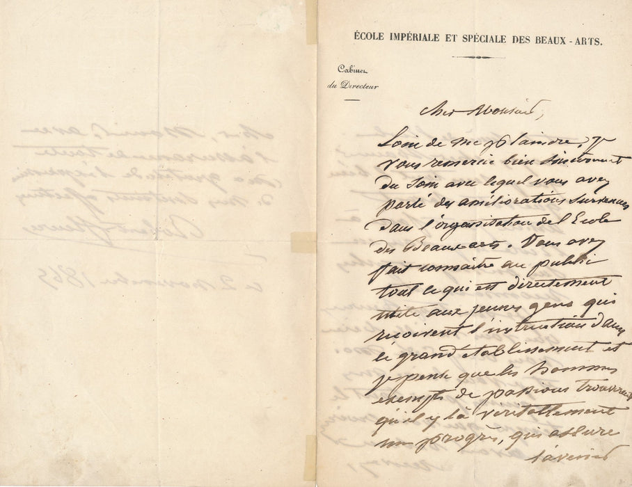 Joseph Nicolas ROBERT-FLEURY sur école des beaux-arts belle lettre autographe