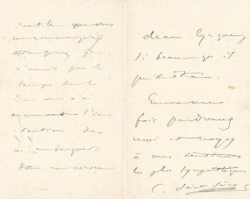 camille Saint Saens ne veut s'embarquer dans un drame lyrique lettre autographe