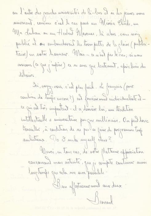 Bernard Steele éditions Denoël 16 lettre autographe éd. Mont Blanc Carlos Suarès