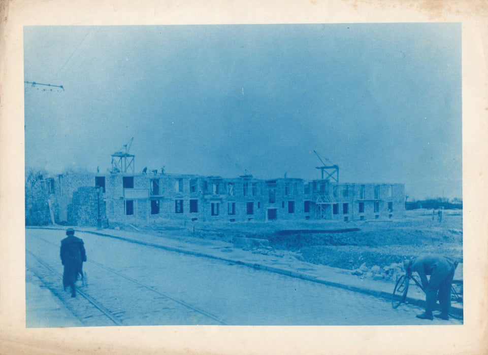 cyanotype photo photographie chantier construction personnage