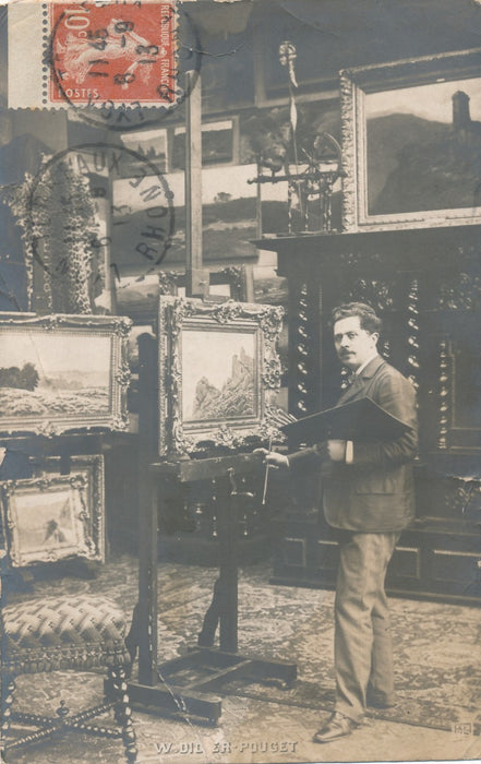 atelier peintre William Didier Pouget carte postale argentique utilisée