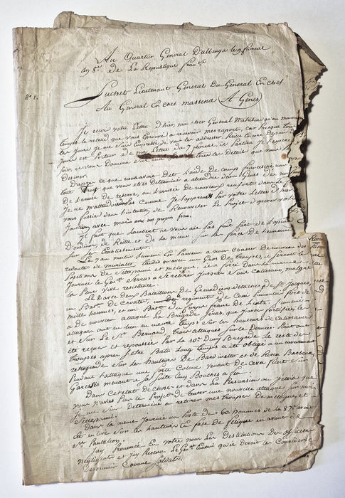 Louis Gabriel Suchet à Masséna copie 6 lettres 1800 Bonaparte campagne Italie