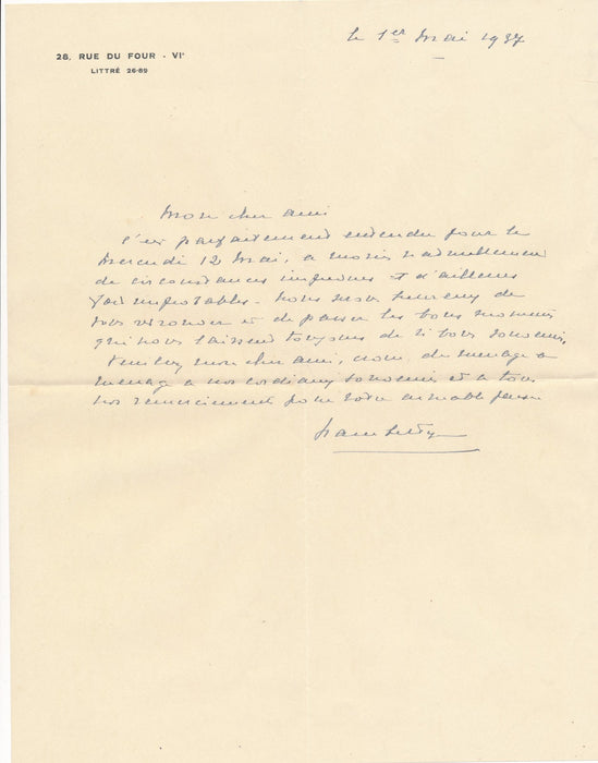 Peintre Maurice Berty 5 lettres autographes Daniel Girard maître Charles Jouas