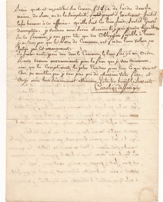 Famille de Flavigny Metz 1820 lettre autographe signée