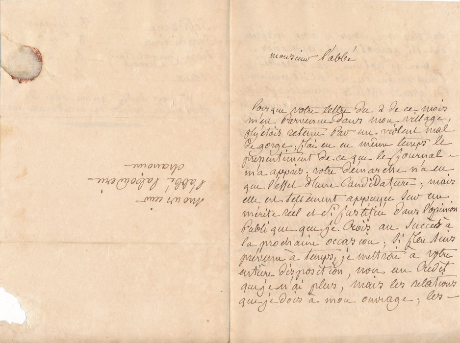 25 lettres autographes Eustache-Marie Courtin enclypoédie religion abbé Bouderie