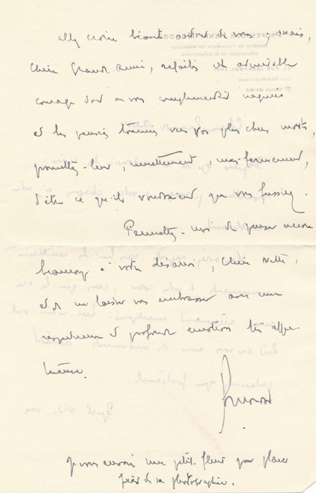 Henri Mondor 1 lettre autographe signée Jeannette Graux et 4 billets à Vera Bour