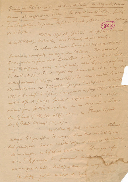 Littérature étude anonyme Sainte-Beuve annotée recueil poésie Champollion-Figeac