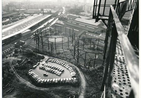 3 photos usine gaz la Villette 1977 gazomètres photo photographie 